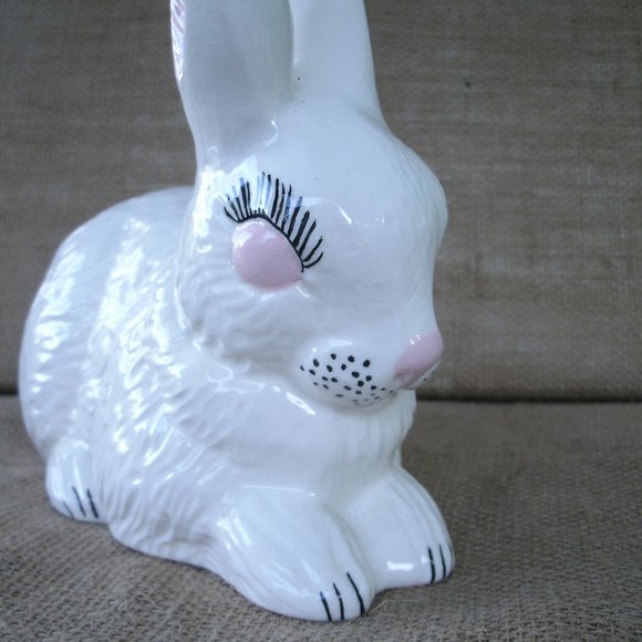 Vintage Handmade Ceramic White Rabbit Figurine - Picture 15 of 16